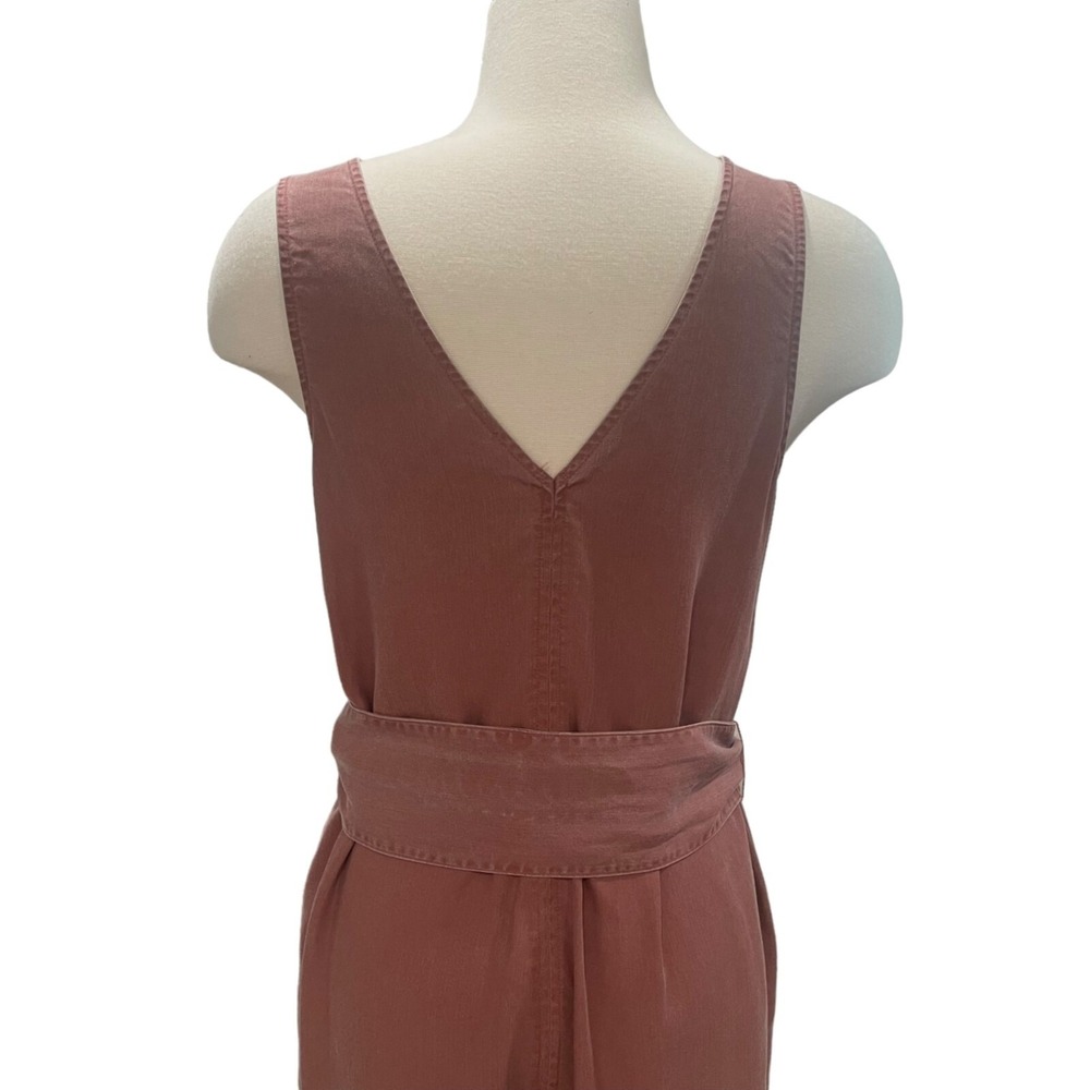 Sleeveless Button-Front Belted Jumpsuit Rose Pink Women's Sz M Casual Chic Comfy - Picture 9 of 10